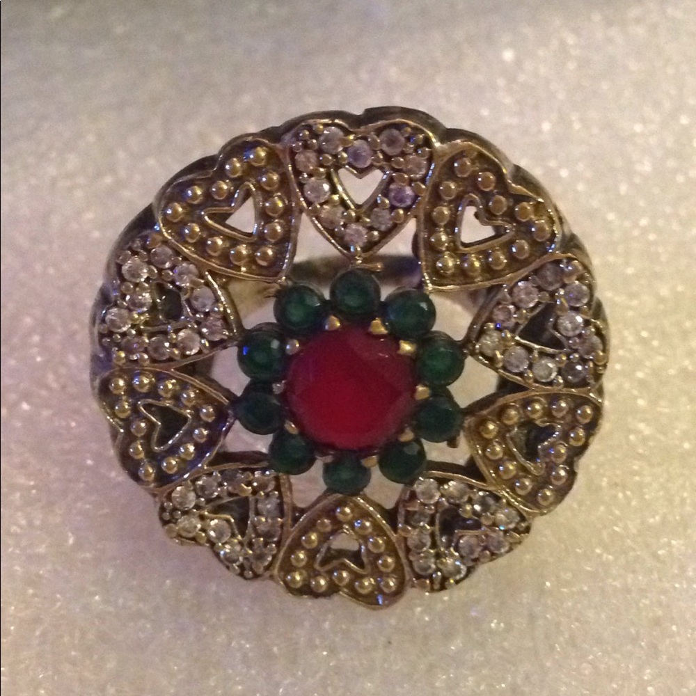 Vintage multi gem sterling ring